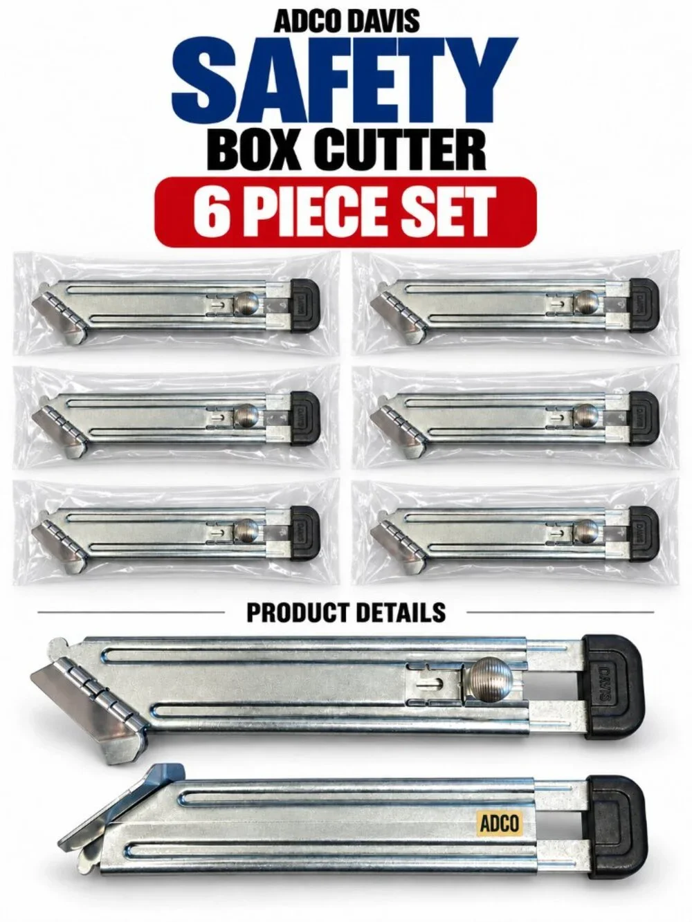 ADCO Safety Box Cutter 6-Pack for Home Resellers & Small Businesses